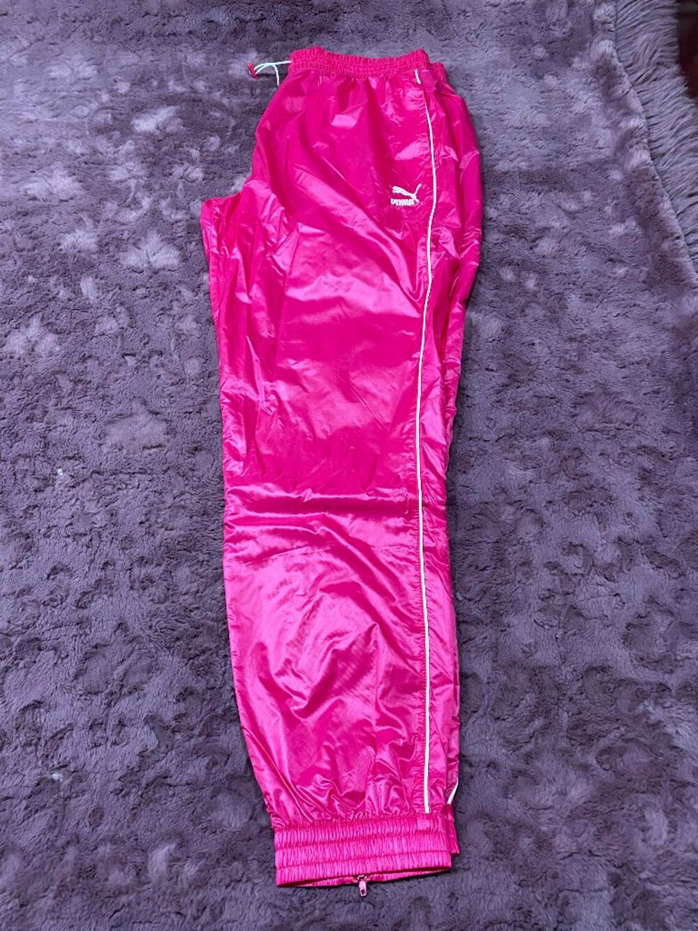 Puma nylon track pants, women's size Large, pink